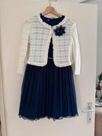 Mooi communiekleedje met ecru giletje en blauw sjaaltje, Kleding | Dames, Ophalen, Zo goed als nieuw, Blauw