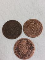 3x 2 cent 1865-1845-1836 Leopold I, Postzegels en Munten, Brons, Losse munt, Verzenden