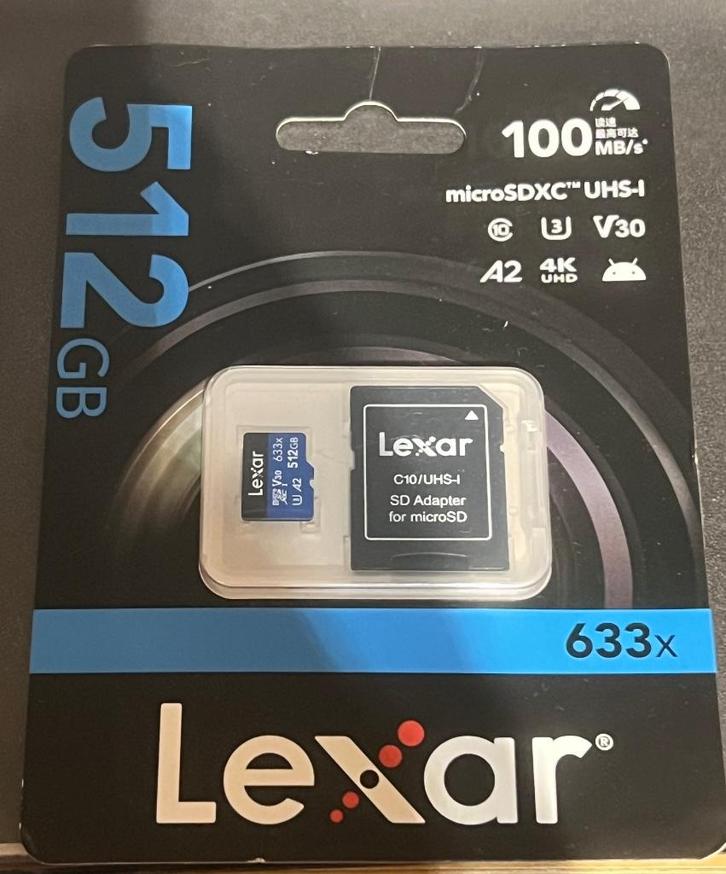 Micro SDkaart Lexar 512gb, Audio, Tv en Foto, Foto | Geheugenkaarten, Nieuw, MicroSD, 512 GB, Ophalen
