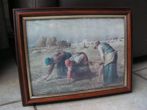 Antieke reproductie schilderij van J-F Millet houten kader, Antiek en Kunst, Kunst | Schilderijen | Klassiek, Ophalen of Verzenden