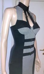 Lange jurk zwart en pinstripe Despatch XS-S, Kleding | Dames, Jurken, Verzenden, Zwart, Nieuw, Maat 34 (XS) of kleiner