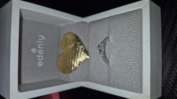 Bague or blanc avec diamants, Enlèvement ou Envoi, Neuf, Blanc, Or
