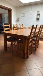 Grenen tafel 180x100. incl 6 stoelen en kussentjes, Huis en Inrichting, Tafels | Eettafels, Ophalen, Gebruikt, 100 tot 150 cm