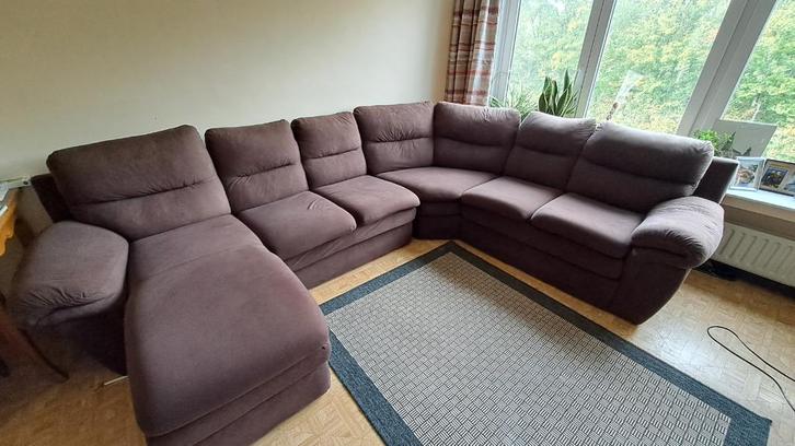 Grote bruine hoekzetel – plaats voor 4+ personen – €399, Huis en Inrichting, Zetels | Zetels, Gebruikt, Hoekbank, Vierpersoons of meer