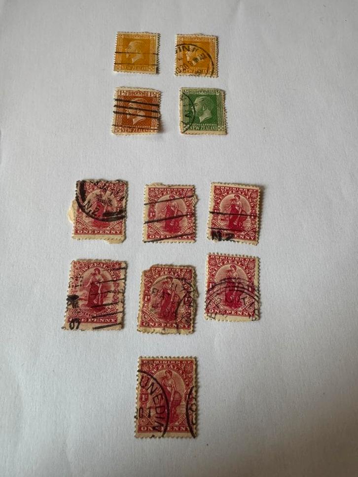 Lot 11 antieke postzegels Nieuw-Zeeland gebruikt begin 20e, Postzegels en Munten, Postzegels | Oceanië, Gestempeld, Ophalen of Verzenden