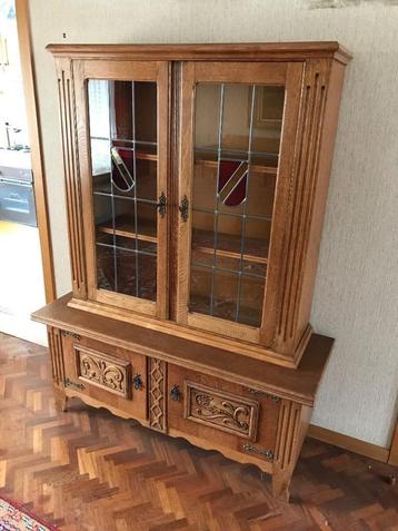 Vitrinekast met loodglas, Huis en Inrichting, Kasten | Vitrinekasten, Ophalen, Klassiek, 150 tot 200 cm, 25 tot 50 cm