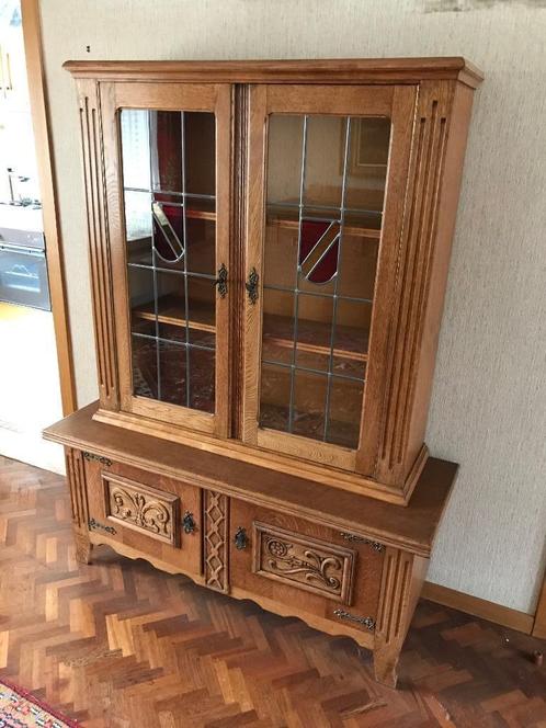 Vitrinekast met loodglas, Huis en Inrichting, Kasten | Vitrinekasten, Gebruikt, 150 tot 200 cm, 100 tot 150 cm, 25 tot 50 cm, Met deur(en)