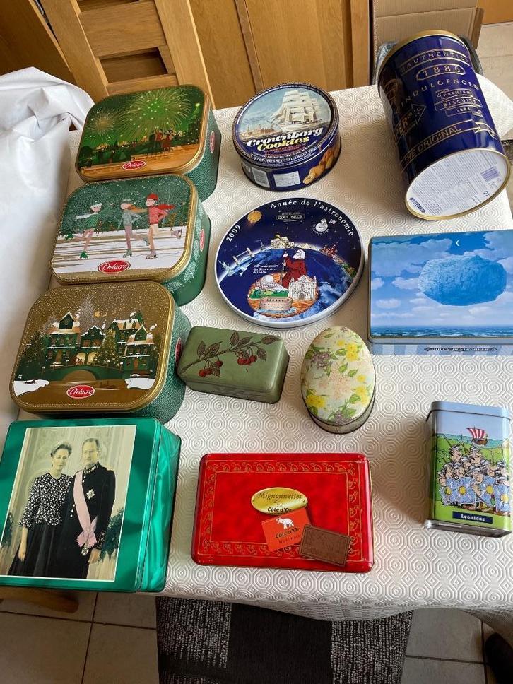 Metalen dozen van Delacre/ Côte d'Or/ Destrooper, Verzamelen, Blikken, Gebruikt, Koek(jes), Overige merken, Ophalen of Verzenden