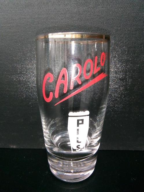 Ancien verre CAROLO PILS de la Brie des Ouvriers Réunis à Ch, Collections, Marques de bière, Comme neuf, Verre ou Verres, Autres marques