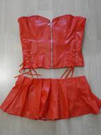 Bustier + Rokje Wetlook Rood, Ophalen of Verzenden, Rood, Setje