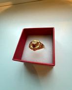 18 karaats gouden leeuwenkop ring met briljantjes en robijn, Handtassen en Accessoires, Ringen, 20 of groter, Ophalen of Verzenden