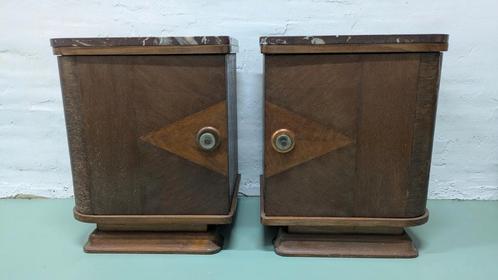 Nachtkastjes in art deco stijl, Huis en Inrichting, Slaapkamer | Nachtkastjes, Gebruikt, 55 tot 70 cm, 45 tot 65 cm, Hout, Ophalen