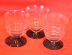 3 verres aperitif art deco rose pied noir, Enlèvement ou Envoi
