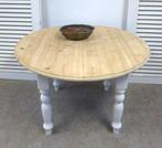 Prachtige ronde uitschuifbare witte landelijke eettafel, Huis en Inrichting, Ophalen, Rond, 200 cm of meer, 50 tot 100 cm