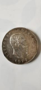 Zilveren Italiaanse 5 Lire Munt – Koning Victor Emanuel II –, Ophalen, Italië, Losse munt, Zilver