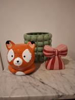 Keramiek setje;kandelaar, spaarpot en bloempot, Tuin en Terras, Bloempotten, Ophalen, Nieuw, Aardewerk, Binnen