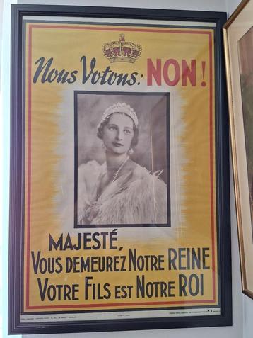 Poster  in gekaderd Koningskwestie beschikbaar voor biedingen