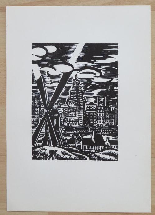 Houtsnede Frans Masereel: OOSTENDE: de Zeedijk, Antiek en Kunst, Kunst | Etsen en Gravures, Verzenden