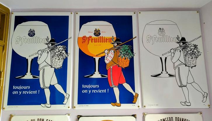 St Feuillien, emaille 3 luik, UNIEK!, Verzamelen, Biermerken, Ophalen