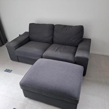 Canapé 2 place kivik avec pouf, Enlèvement, Utilisé
