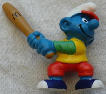 Baseball Smurf, Peyo Schleich McDonalds Happy Meal, 1998.(1) beschikbaar voor biedingen