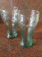 Coca Cola glazen 2 verschillende - groen - geruit glas, Ophalen, Nieuw, Gebruiksvoorwerp