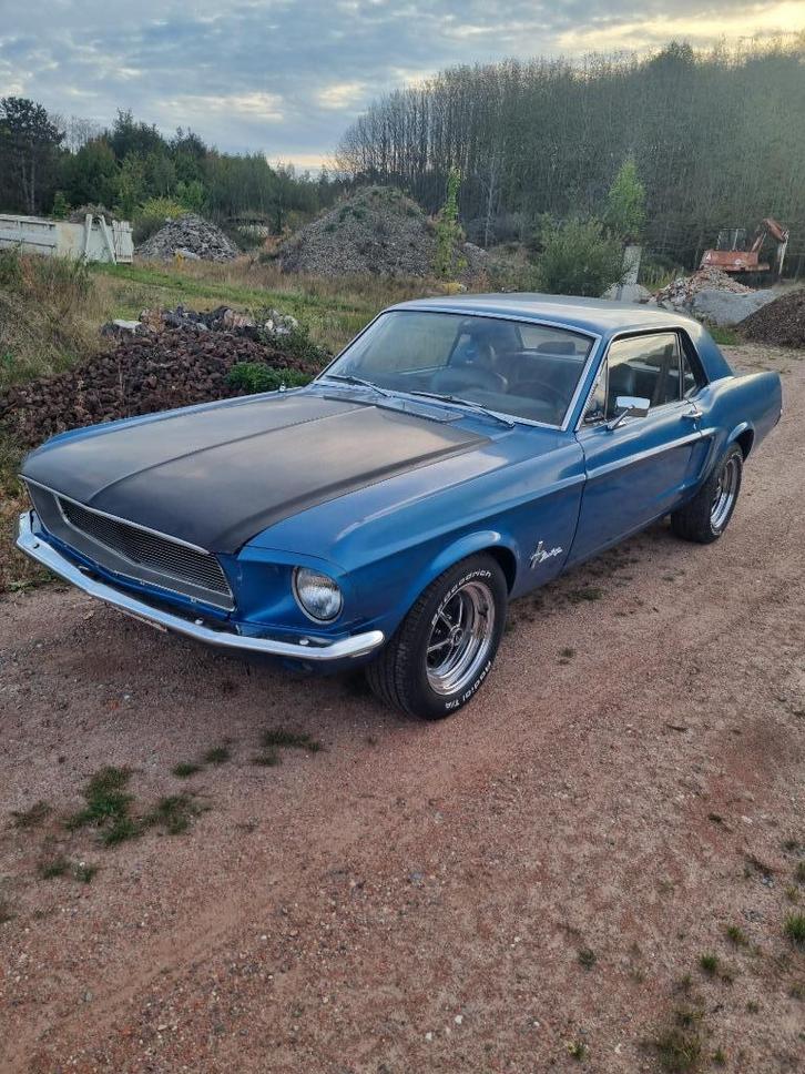 Ford Mustang 1968, Auto's, Ford USA, Particulier, Mustang, Benzine, Coupé, 2 deurs, Automaat, Blauw, Blauw, Kunstmatig leder, Achterwielaandrijving