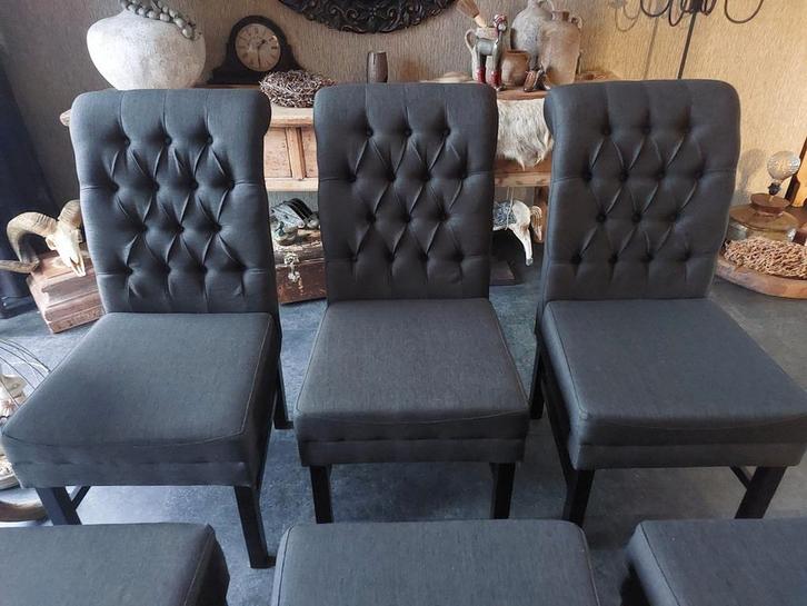 6 degelijke comfortabele landelijke eetkamerstoelen, Huis en Inrichting, Stoelen, Zo goed als nieuw, Bruin, Ophalen