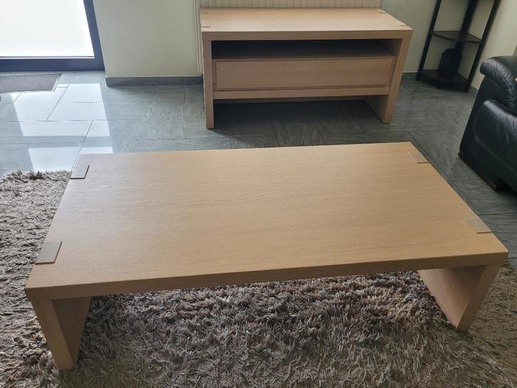 Meubles de salon: meuble tv + table basse + table d'appoint, Maison & Meubles, Armoires | Mobilier de télévision, Utilisé, Moins de 100 cm