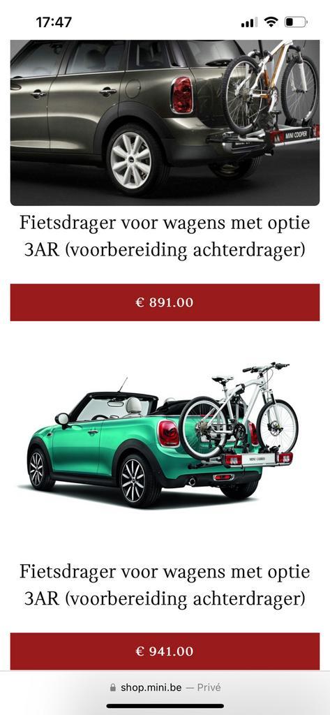 Mini cooper fietsendrager, Auto's, Mini, Particulier, Cooper, Trekhaak, Ophalen