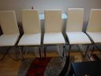 Lederen stoelen met roestvrijstalen poten, Huis en Inrichting, Stoelen, Ophalen, Wit, Nieuw, Leer
