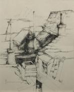 Paul Grusenmeyer (1930-2006): Zicht op daken 1962 (32x38 cm), Enlèvement ou Envoi