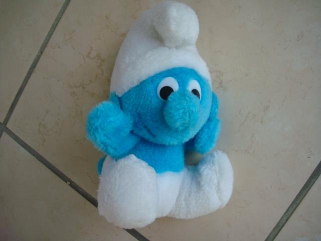 Peluche Schtroumpf: Bleu/blanc. Ancienne : 19cm, Verzamelen, Smurfen, Zo goed als nieuw, Poppetje, Figuurtje of Knuffel, Overige Smurfen