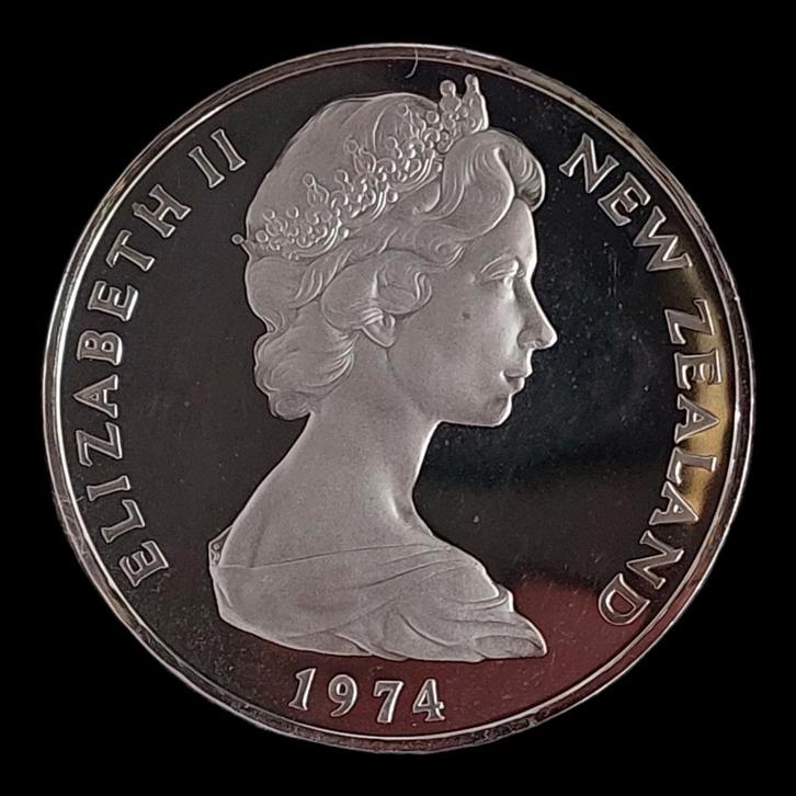 Zeldzaam! Munt / One Dollar / New Zealand / 1974 /Zilver 925, Postzegels en Munten, Munten | Oceanië, Zilver, Ophalen of Verzenden
