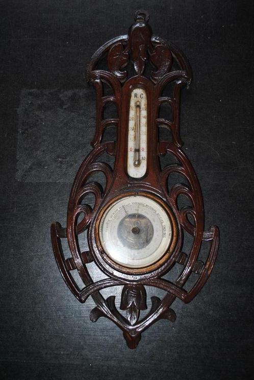Grote Art Nouveau gesneden houten barometer voor decoratie, Antiek en Kunst, Antiek | Woonaccessoires, Ophalen of Verzenden