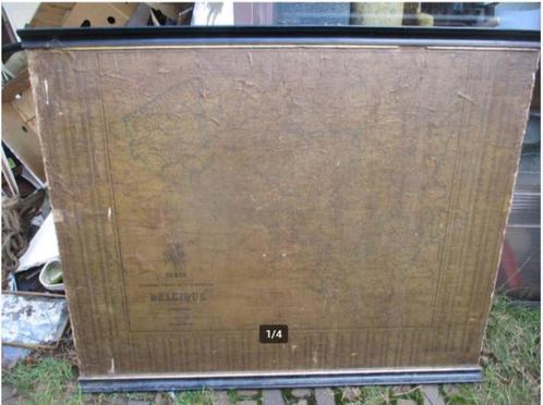 Prachtige Antieke Schoolkaart op doek van Belgie - 1879, Antiek en Kunst, Antiek | Schoolplaten, Aardrijkskunde, Ophalen