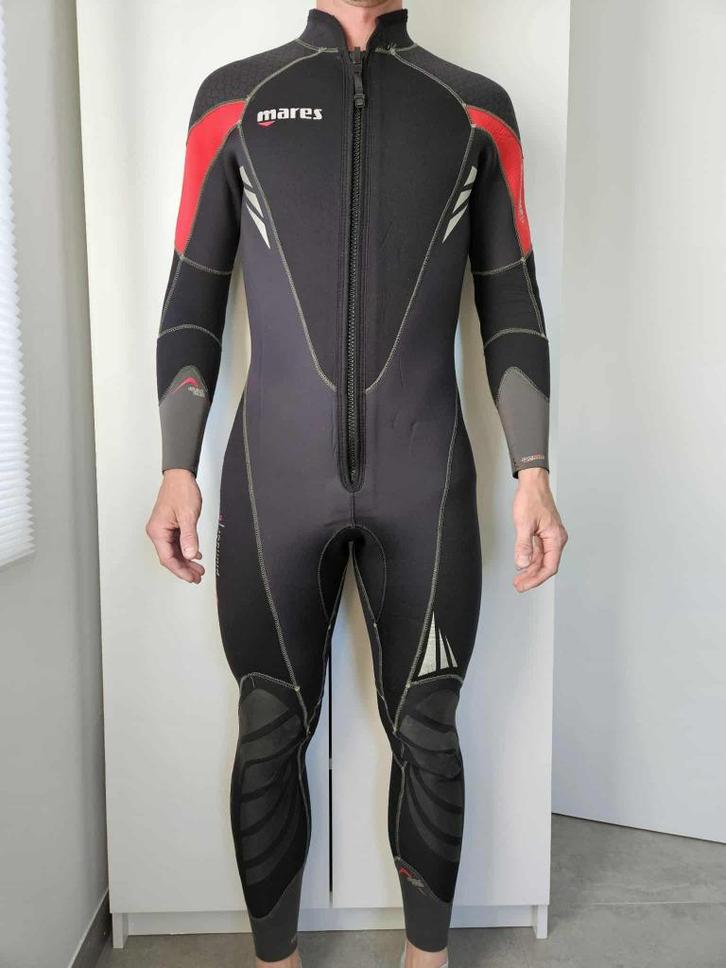 Wetsuit Mares Pioneer 5 met botjes/handschoenen en kap, Watersport en Boten, Duiken, Gebruikt, Duikpak, Ophalen