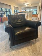 Zwarte lederen zetel van het merk Belgio, Huis en Inrichting, Ophalen, Eenpersoons, Zo goed als nieuw, Minder dan 150 cm