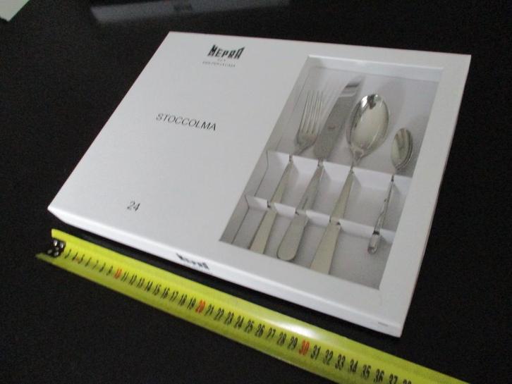 Nieuw bestekset , Inox MEPRA Stoccolma bestekset 24-delig, Maison & Meubles, Cuisine | Couverts, Neuf, Ensemble de couverts, Résiste au lave-vaisselle