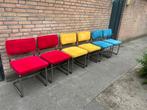 6 Ribstof stoelen met Chrome Buisframe, Ophalen, Overige kleuren, Zo goed als nieuw, Metaal