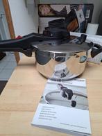Snelkookpan 4 ltr Demeyere Aircontrol+stoom inzet (Zemst), Inox, Zo goed als nieuw, Keramische plaat, Ophalen