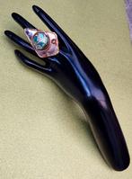 Exclusieve zilveren/bronzen Art Brut ring met Murano glas, Handtassen en Accessoires, Ophalen of Verzenden