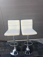 2 witte barkrukken - verstelbaar - goede staat, Ophalen, Gebruikt, In hoogte verstelbaar, Leer