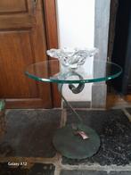 Table basse dessus verre design italien pied métal vert, Maison & Meubles, Tables | Tables d'appoint, Comme neuf, Enlèvement ou Envoi