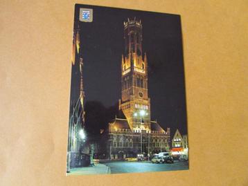 BRUGGE, HALLEN EN BELFORT BIJ NACHT, POSTKAART beschikbaar voor biedingen