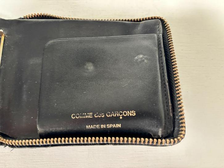 Vintage Comme des Garçons portefeuille – zwart leer met rits, Handtassen en Accessoires, Portemonnees, Gebruikt, Overige merken