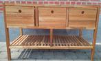Teak kastje met drie schuiven, Huis en Inrichting, Kasten | Ladekasten, Ophalen, Gebruikt, Teakhout, 50 tot 100 cm