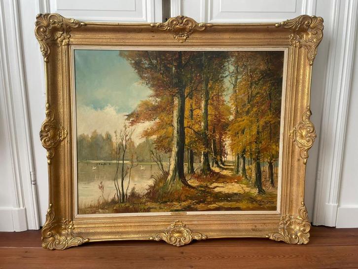 Groot schilderij Xavier Stevens - Rouge Cloitre, Antiek en Kunst, Kunst | Schilderijen | Klassiek, Ophalen