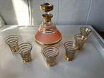 Vintage likeurfles met 6 likeurglaasjes uit Booms glas, Antiek en Kunst, Antiek | Glaswerk en Kristal, Ophalen of Verzenden