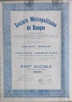 Société Metropolitaine de Banque - Bruxelles - 1927, Ophalen of Verzenden, 1920 tot 1950, Aandeel